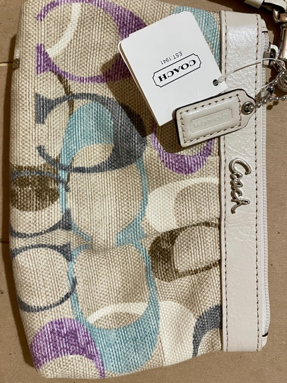 Coach Soho Optic Linen Pleated Wristlet (Style 45027)